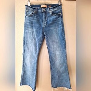 7 for all Mankind b(air) Dojo Blue Denim Jeans Frayed Hem Womens size 28
